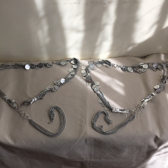 Halloween costume. Belly dancer jingling coin belt Gypsy coin embellished scarf - Picture 3 of 10